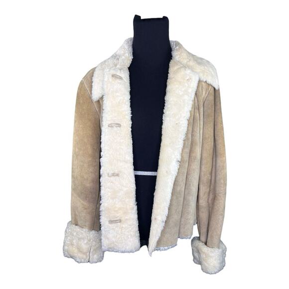 XOXO DIstressed Suede Jacket With Sherpa Lining Women’s Size XL Penny Lane Vibes - Picture 1 of 16